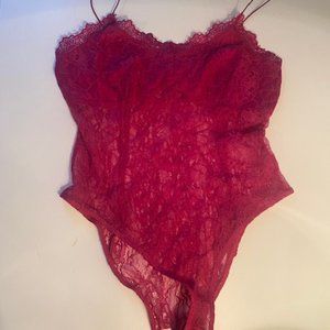 Lace Fushsia Bodysuit with Snaps